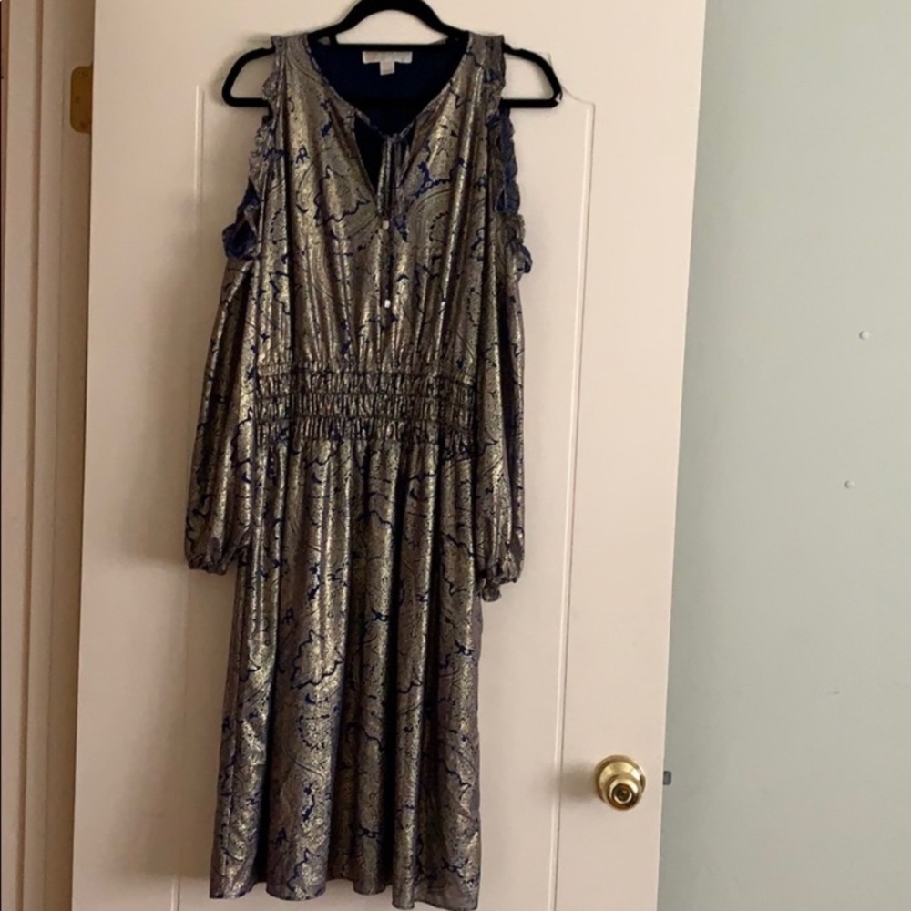 Michael Korse cold shoulder midi dress